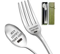 2PCS Joey Doesn't Share Food Funny Stainless Steel Spoon Fork Set, Coffee Tea Ice Cream Spoon for Friends Sister, Thanksgiving Graduation Birthday Christmas Housewarming Gifts