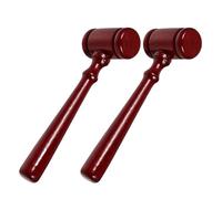 2pcs Judge Hammer Solid Wood Red Color Small Size Auctioneer Law Student Toy Wooden Mallet for Auctions Lawyers