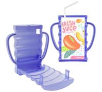 2pcs Juice Box Holder Reusable Plastic No Squeeze Milk Bag Holder Portable Squeeze Proof Baby Food Pouch Holder for Toddlers Kids Boys Girls No Spill(Purple)