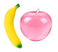 2Pcs Jumbo Squishies and Fruit Squishy Set, Two Large Soft Foam Items for Gentle Hand Activity, Suitable for Students and Office Workers, Banana and Red Apple Design