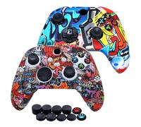 [2PCS] Jusy for Xbox Series X/S Controller Soft Silicone Cover Skin, Sweat-Proof Anti-Slip Case Cover Protective Accessories Set, Dust-Proof Skin for Xbox Series X/S, with 10 Thumb Grips(Street style)