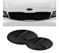 2Pcs K Logo Front Hood Trunk Emblem Badge Compatible with Forte Sedan Optima Cerato .etc (Carbon Fiber Black)