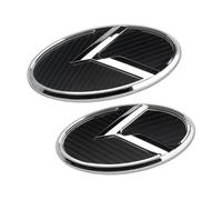 2Pcs K Logo Front Hood Trunk Emblem Badge Compatible with Forte Sedan Optima Cerato .etc (Silver Carbon Fiber Black)