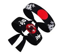 2pcs Karate Headband Adult Japanese Karate Headband Black | Polyester, Sweat Absorption and Breathable Comfort, Traditional Japanese Style for Ninjas and Samurai Use