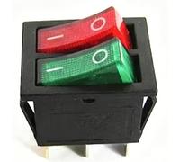 2Pcs KCD2 Double Boat Rocker Switch 6 Pin On-Off With Green Red Light 20A 125VAC/ 16A 250V Black no light switch(Red Green light 6Pin)