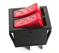 2Pcs KCD2 Double Boat Rocker Switch 6 Pin On-Off With Green Red Light 20A 125VAC/ 16A 250V Black no light switch(Red no light 4Pin)