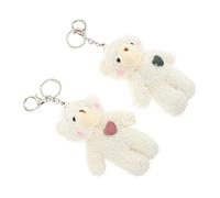 2pcs Key Chain Pendant Keychains Cute Bears Keychain Charm Cute Keychain Bear Doll Keychain Cute Bear Giant Bear Stuffed Animals Bear Stuff Doll Pendant Bear Decor Plush White