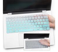 2PCS Keyboard Cover for HP OmniBook X 14-fe0087nr 14-fe100, OmniBook 5 Flip 14 14-fp0057nr& 5 Next Gen AI 14 14-he0017nr/he0027nr,OmniBook 7 AI 14 14-fr0017nr 14t-fr000&7 14 14-fs0000-MGreen+Clear