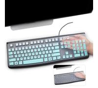 2PCS Keyboard Cover for Logitech K120 & MK120 Ergonomic Desktop USB Keyboard Ultra Thin US Layout Protective Skin-MintGreen+Clear