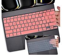 2PCS Keyboard Cover Skin for 2025 iPad Air M3 13 Inch & 2024 iPad Pro 13 inch M4 Chip (A2925/A2926) Magic Keyboard, iPad Pro 13" M4 Keyboard Protective Accessories, Pink+Clear
