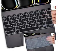 2PCS Keyboard Cover Skin for 2025 iPad Air M3 13 Inch & 2024 iPad Pro 13 inch M4 Chip (A2925/A2926) Magic Keyboard, iPad Pro 13" M4 Keyboard Protective Accessories, Black+Clear
