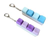 2PCS Keyboard Fidget, Fidget Keyboard,4 Keys Keyboard Decompression Keyboard Keychain Finger Keyboard Caps for to Relief Stress Pass the Time (2)