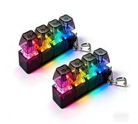 2PCS Keyboard Fidget Keychain with LED Lights, Keyboard Fidget Toy, Keyboards Button Finger Clicker for Anxietys Relief