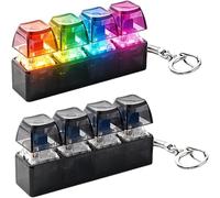 2PCS Keyboard Fidget Toy, 4-Button Fidget Keyboard Keychain Stress Relief Toys with 7 Colors Lights, Funny Fidgets Keyring Keyboards Clicker Fidgets Decompressio-n Toys for Adults and Teens