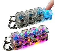 2PCS Keyboard Fidget Toy - 4 Button Fidget Keyboard Keychain With Lights, RGB Lights Mechanical Keyboards Clicker Toy For Stress Relief, Portable Light Up Keyboards FidgetToy For Travel, Offices