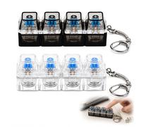 2Pcs Keyboard Fidget Toy, 4 Keys Transparent PC Clicky Fidget Keyboard with LED Light, Portable Fidgets Keychain for Stress Relief, Anxiety Reduction, Office Desk Gadget
