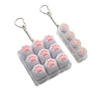 2PCS Keyboard Fidget Toy - Clicky CatPaw Keyboard Fidget Keychain, Portable Keychain Toy for Adults, Fidget Clicker for Stress Relief for Home Office School Pass the Time (Transparent)