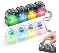 2Pcs Keyboard Fidget Toy, Fidget Toys Keyboard Fidget Fidgets Fidget Keyboard, 4 Buttons Clicky LED Light Keychain, Portable Stress Anxiety Relief Cool Gadget Gift for Adults Kids (Style A)