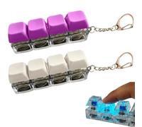 2pcs Keyboard Fidget Toy, Keyboard Fidget Keychain 4-in-1 Keyboard Decompression Button Finger Clicker Toys, Button Stress Relief Keyboard Clicker Fidget to Relief Stress (2pc-F)