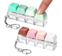 2Pcs Keyboard Fidget Toy, Keyboard Fidget Keychain 4-in-1 Keyboards Decompression Button Finger Clicker Toys, Sensory Fun Toys Button Stress Relief Fidgets Gifts to Relieve Stress for Adults