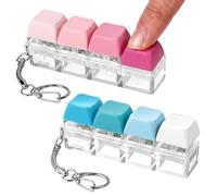 2Pcs Keyboard Fidget Toy, Keyboard Fidget Keychain 4-in-1 Keyboards Decompression Button Finger Clicker Toys, Sensory Fun Toys Button Stress Relief Fidgets Gifts to Relieve Stress for Adults
