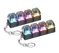 2PCS Keyboard Fidget Toy Light Up, 4 Button Clicky Keyboards Fidget Toy for Stress Relief, Portable Fidget Keyboard Keychain Glowing Fidgets Toys Gift for Adults