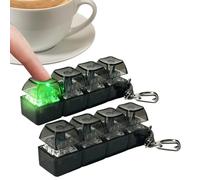 2pcs Keyboard Fidget Toy Light Up - 4 Button Fidget Keyboard Clicker Keychain With Lights, 7 Colors Glowing Clicky KeyboardFidget Toy, RGB Lights Mechanical Keyboards ClickerToy For Kids Adults