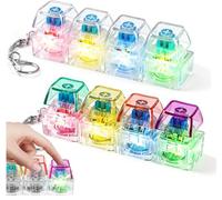 2Pcs Keyboard Fidget Toy Light Up Clicky Fidget Toys for Adults Kids Mini Fidget Keyboard with LED Keychain 4 Buttons Stress Relief Decompression Toy for Office School Travel Gifts