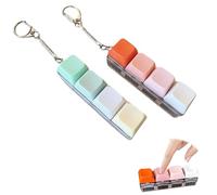 2Pcs Keyboard Fidget Toy,MEOAlBkey Clicky Keyboard Fidget Toy with 4 Buttons & Keychain Durable Sensory Fidget Toys for Stress Relief Fun Gifts for Adults Kids Office School (color of macaron)