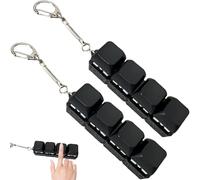 2Pcs Keyboard Fidget Toy,MEOAlBkey Clicky Keyboard Fidget Toy with 4 Buttons & Keychain Durable Sensory Fidget Toys for Stress Relief Fun Gifts for Adults Kids Office School