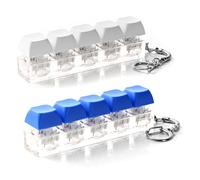 2Pcs Keyboard Fidget Toy, Portable 5-Button Clicky Keyboard Fidget Toy, Funny Stress Relief Keyboard Clicker Fidget for Office School, Decompressed Gifts for Adults(White+Blue)