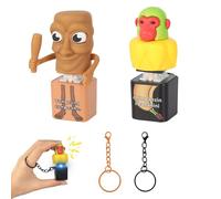 2Pcs Keyboard Fidget Toy Set - Quacking Keyboard Fidget Toy with Unique Sound & Colorful Lights, Monkey Keychain Sound, Animal Keychains, Character Designs, Portable Fidget Clicker Sets