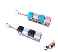 2Pcs Keyboard Fidget Toys 4 Button Cool Finger Clicky Keyboard Keychain Keyboard Stress Relief for Kids Adult Fidget Toys Funny Fidget Keyring Finger Toys for ADHD Anxiety