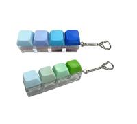 2Pcs Keyboard Fidget Toys 4 Button CoolFinger Clicky Keyboard Keychain Keyboard Stress Relief for Kids Adult Fidget Toys Funny Fidget Keyring with Gradient Blue and Green Keycaps(No Light)