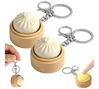 2Pcs Keyboard Fidget Toys, Dumpling Clicker Fidget Toy, Fidget Keyring Button Keyboard Keychain LED Clicker, Mini Dumpling Sensory Stress Toys for Kids Adults Anxiety Relief Gifts