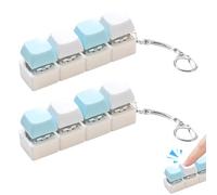 2PCS Keyboard Fidget Toys, Portable Fidgets Keyboard 4 Buttons with Keychain, Stress Relief Fidget Clicker Keychain for Office, Finger Keyboard Caps Toy for Adults