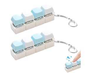 2PCS Keyboard Fidget Toys, Portable Fidgets Keyboard 4 Buttons with Keychain, Stress Relief Fidget Clicker Keychain for Office, Finger Keyboard Caps Toy for Adults