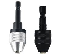 2pcs Keyless Drill Chuck Adapter,0.3-6.5mm Quick Change Converter with 1/4" Hex Shank for Micro Drill Bits, Pin Chuck & Manual Drills