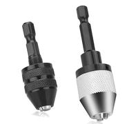 2Pcs Keyless Drill Chuck Conversion Tool, 1/4 Inch Shank Hex Micro Drill Bit Adapter,for Micro and Mini Drills Chuck Key Replacement