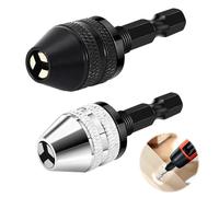 2pcs Keyless Drill Chuck Conversion Tool Adapter 0.3-6.5mm, 1/4 Inch Hex Shank Keyless Drill Chuck Quick Change Converter Screwdriver Driver Adapter for Micro Bit Adapter Air Screw Driver Manul Drill