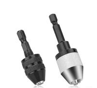 2pcs Keyless Drill Chuck Set with 1/4 Inch Hex Shank Quick Change Adapter Compatible with 0 3 6 5mm & 0 3 3 6mm Bits for Electric Screwdrivers