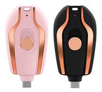 2pcs Keyring Power Bank 1500mAh Mini Power Emergencies Pod Keychain Portable Charger Ultra-Compact Fast Charging Key Chain Phone Charger Type-C Mini Power Emergency Charger for Android