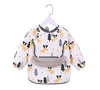 2Pcs Kids Art Aprons,Children's Overalls, Baby Bibs, Baby Eating Clothes, Waterproof and Dirt-Proof Meal Pockets, Long-Sleeved Anti-Wearing Aprons, Protective Clothing (Pine Tree on White,110 Yards)