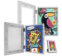 2Pcs Kids Art Frame, A4 Front Opening Photo Frames Changeable Wooden Kids Artwork Display Frame for 100 Pictures Horizontal and Vertical Picture Display for Crafts Drawing 3D Artwork (2, White)