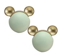 2pcs Kids Door Knobs Mouse Shape Handles Wardrobe Porcelain Zinc Alloy Cabinet Pulls Ceramic Handles Multicolored Door Levers Furniture Door Knobs for Drawers,Kitchen,Living Room (Green)