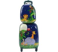 2PCS Kids Luggage Set, 12’’ Travel Backpack and 16’’ Carry on Suitcase with Rolling Spinner Wheels for Children Boys Girls, Trolley Case Gift for Toddlers (Savanna Elephant)
