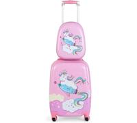 2PCS Kids Luggage Set, 12’’ Travel Backpack and 18’’ Carry on Suitcase with Rolling Spinner Wheels for Children Boys Girls, Trolley Case Gift for Toddlers (Pink Unicorn)