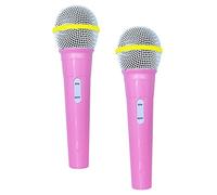 2pcs Kids Microphone Prop Set Glitter Fake Microphones for Boys and Girls Party Favor Simulation Toy Sweetheart Design for Dress-up and Playtime