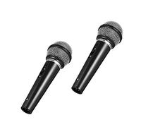 2Pcs Kids Pretend Play Microphone Toys - Black Plastic Fake Microphone Props for Stage Performance, Interview Practice, and Classroom Activities