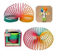 2Pcs Kids Rainbow Magic Spring 7cm, Stretchy Bouncing Spiral Plastic Toy, Christmas Stocking Fillers, Party Favours for Boys & Girls 3+ | Durable Fidget Fun